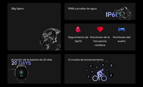 Imagen 4 de 10 de Smartwatch Haylou Ls09a Gs Reloj Inteligente Oximetro Negro