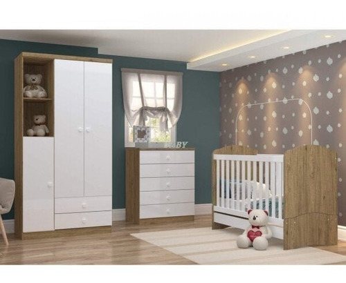 Quarto Infantil Com Guarda Roupa 3 Portas, Cômoda E Ie