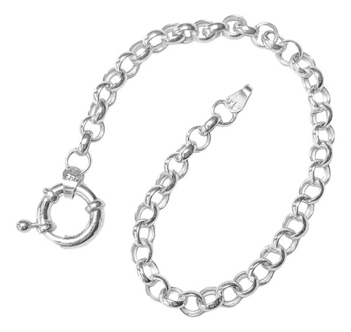 Pulsera Con 3 Dijes De Plata 925 (lu/est/tr) Diámetro 0 Cm Largo 21 Cm