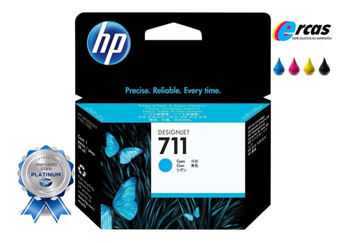 Combo Hp 711 Negro 80 Ml + Colores Originales T120 T520