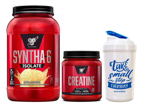 Bsn Whey Protein Syntha 6 Isolate 2lb + Creatina 309g + Vaso Sabor Vainilla