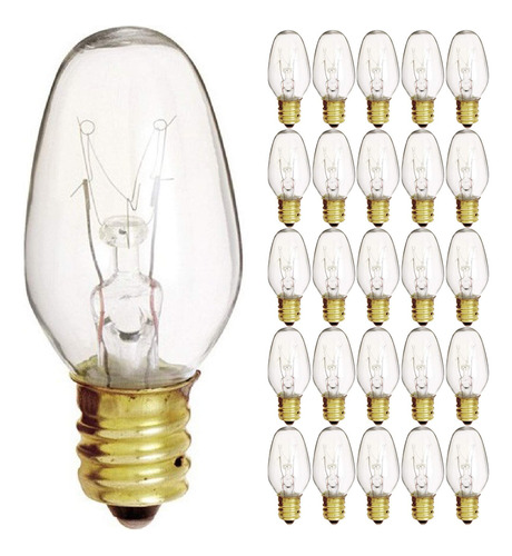 Bombilla Nocturna 7w 120v Base Candelabro Transparente (25 U