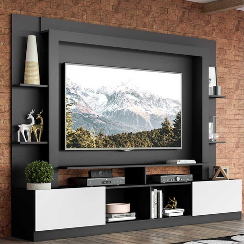 Rack Estante C/ Painel Tv 65 Oslo Multimóveis Preto/branco