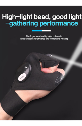 Guantes De Pesca Con Luz Nocturna, Guantes Led Sin Dedos, Im