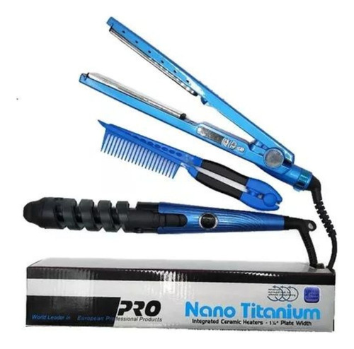 Combo Nano Titanium Plancha,peine Y Rizador