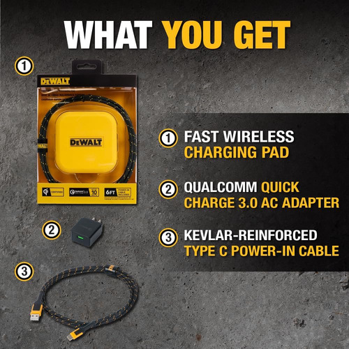 Dewalt Almohadilla De Carga Inalámbrica Rápida con cable Tipo C