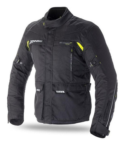 Chaqueta Para Moto Seventy Sd-jt41 Negro/amarillo Fluor