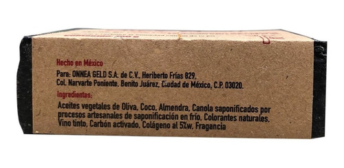 Imagen 3 de 5 de Jabón Vino Tinto & Carbón Activado Con Colágeno 100 Gr