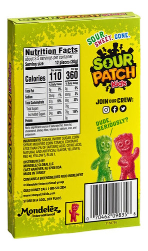 Gomitas Americanas Sourpatch Mayoreo 100grs 12pack