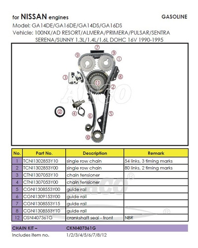 Kit De Distribucion Nissan Sentra B13/b14 (sin Engranajes)