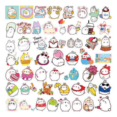 50 Pegatinas De Conejo Regordete De Molang Kawaii Para Álbum