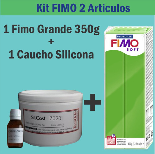 Kit Fimo 2 Articulos Caucho Silicona Fimo 350g Clay Arcilla