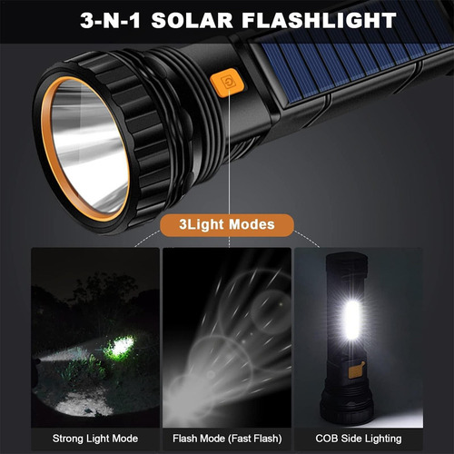 Linterna De Mano Con Energía Solar Linterna Recargable Foco