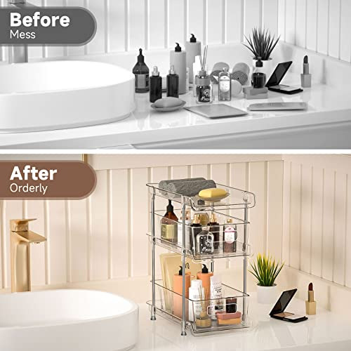 Organizador De Baño Transparente De 3 Niveles Con Separadore