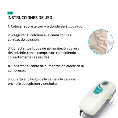 Imagen 9 de 10 de Colchon Antiescaras Femmto Con Bomba De Inflado Ortopedia Color Beige