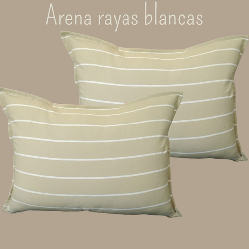 Imagen 3 de 7 de Fundas Almohadones 50x70 Tusor Nordico Cama Colores Rayados