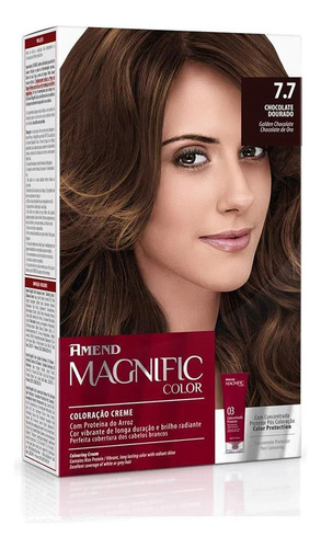 Coloração Creme 7.7 Chocolate Dourado Magnific Color Amend