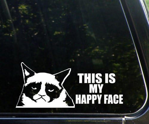 Grumpy Cat - This Is My Happy Face - Calcomanía Troquelada P