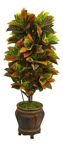 6434 Planta Artificial Croton En Macetero, 5.5&#39;, Ve...