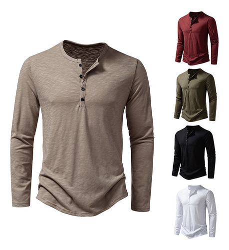 Playera De Manga Larga Para Hombre De Algodón De Bambú Con C