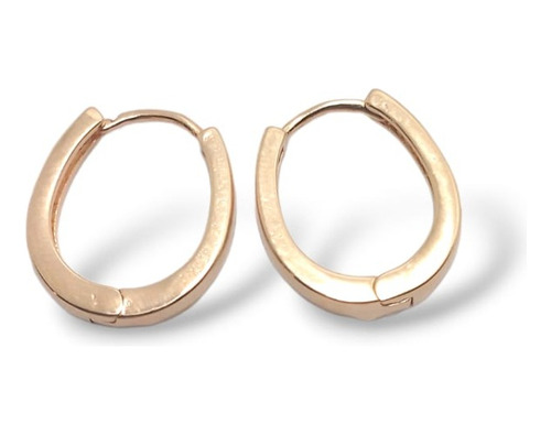 Aros Argollas Ovaladas 1,6 Cm Laminadas Oro18k Joya Bellanel