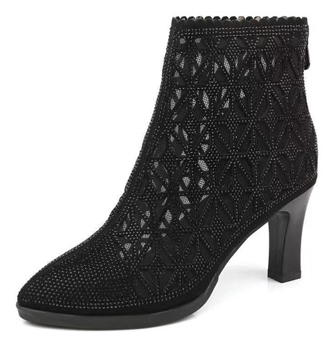 Moda Botas De Tacón Alto De Mujer Con Malla De Diamantes