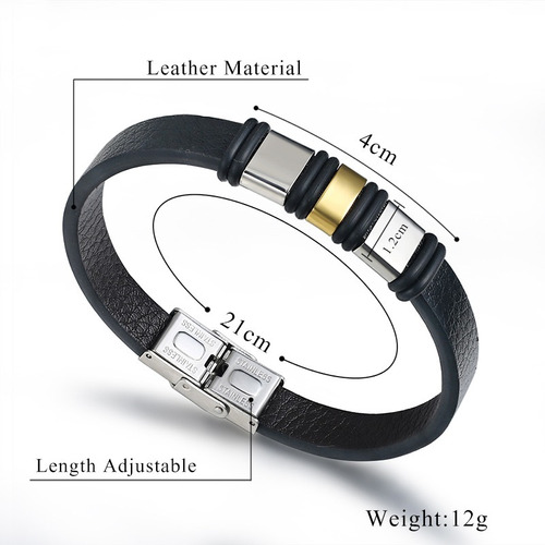 Manilla Pulsera Brazalete Acero Inoxidable Cuero Para Hombre