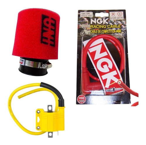 Bobina Alta Nibbi Racing + Cable Alta Ngk + Filtro Uni