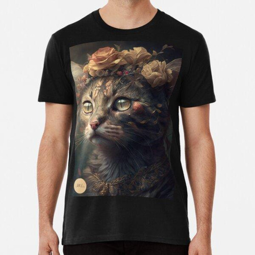 Remera Design An Amazing Cat With A Crown Of Roses And Flowe