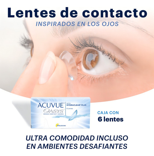 Lentes De Contacto Acuvue Oasys Hydraclear 6 Piezas 15 Dias Color Sin Color Graduación -0.50