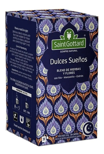 Pack X 6 Cajas Tisana Dulces Sueños Saquitos Saint Gottard