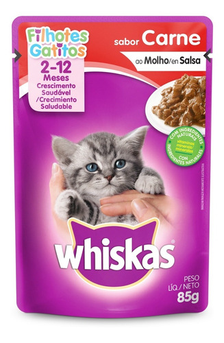 Whiskas Gatos Filhotes Sabor Carne Ao Molho 85g