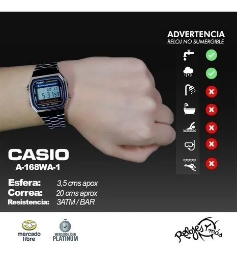 Reloj Casio A 168wa 1 Nuevo Original relojesymas