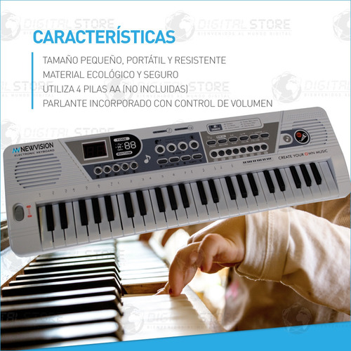 Imagen 7 de 10 de Teclado Musical Piano Organo Infantil Niño Juguete 49 Teclas