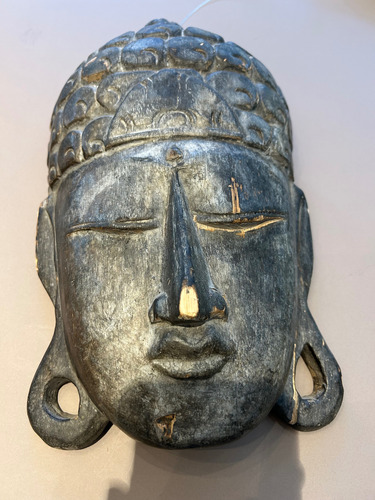 Máscara Buda En Madera Tallada Bali Con Averias Madera (Usado)
