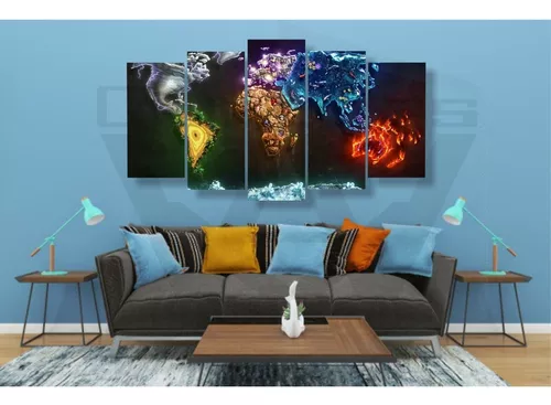 Conjunto 4 Quadros Decorativos Elementos da Terra - Água, Fogo, Terra