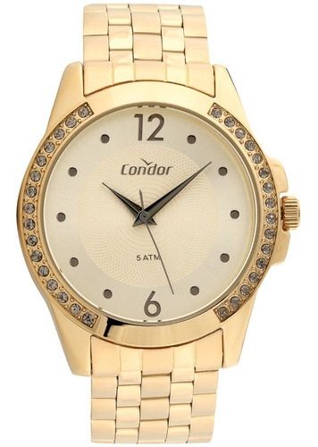 Relógio Condor Feminino Dourado Fashion Strass Co2035mra/4x 