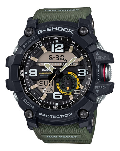 Reloj Casio G-shock Gg-1000-1a3dr Master Of G Hombre Color De La Correa Verde Militar Color Del Fondo Negro