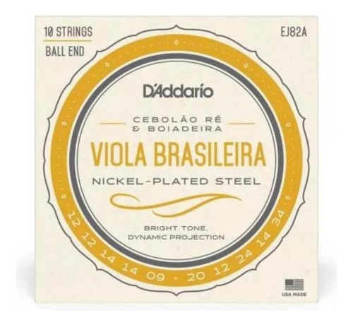 Encordoamento Daddario Viola Brasileira Em Re- Ej-82a