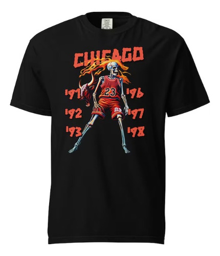 Polera Unisex Chicago Bulls Nba  Esqueleto Algodon Estampado