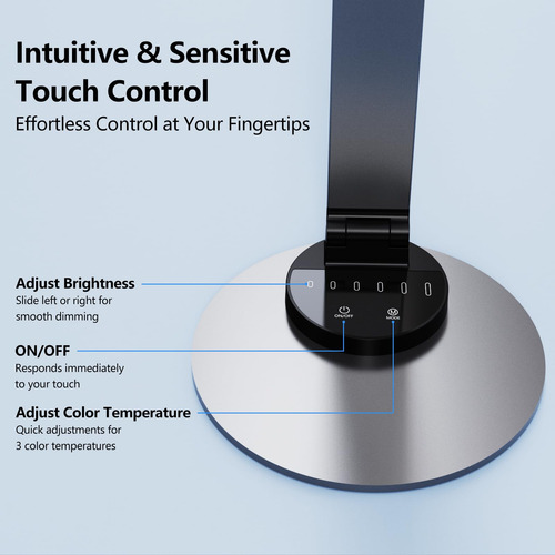 Lámpara Led De Escritorio Plegable Con Carga Usb Y Control T