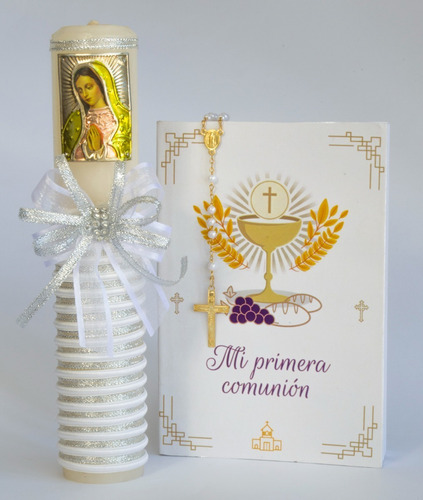Imagen 1 de 5 de Set Kit Vela Nuevo Testamento Primera Comunión Niña