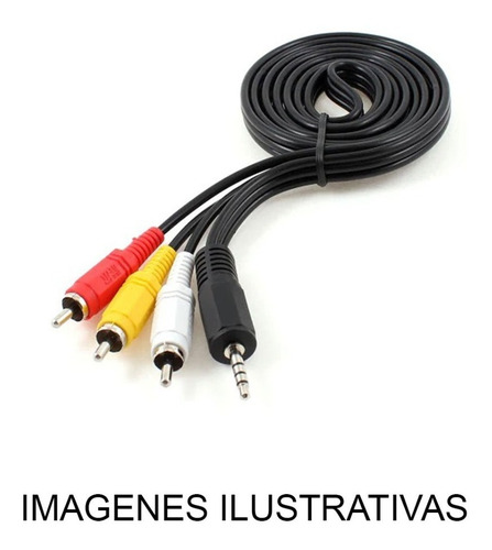 Imagen 2 de 6 de Cable De Audio Y Video - Plug 3.5 St M A 3 Rca M 1.8m - Dvd