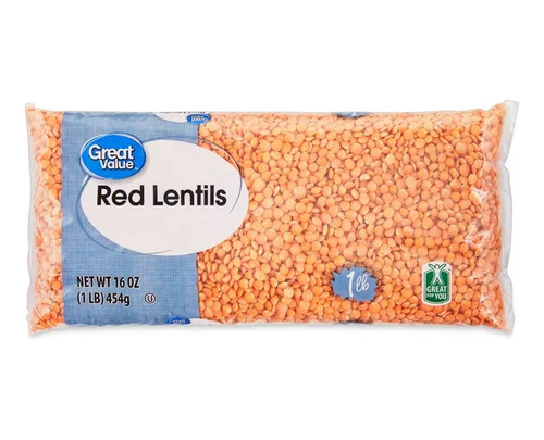 Lenteja Roja 454g Great Value Rica En Proteina Y Hierro