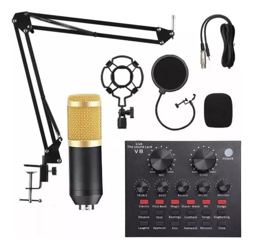 Kit De Microfone Condensador Bm800 Placa De Som Externa Usb