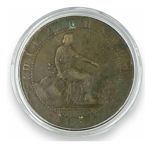 Moneda Antigua De Cobre De España De 10 Céntimos Año 1870 (Usado)