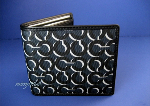 Cartera Para Caballeros Wallet Coach Double Bilfold Navy 