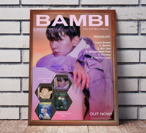 Baekhyun Bambi Poster Enmarcado Listo Para Colgar Kpop K-pop