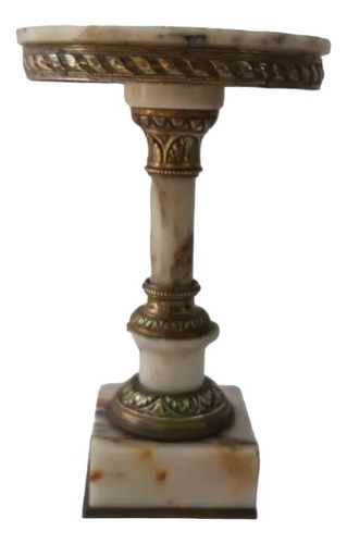 Antiguo Pie , Pedestal De Marmol Y Bronce (Usado)