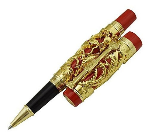 Pluma Jinhao Dragón Fénix, Dorada Y Roja.